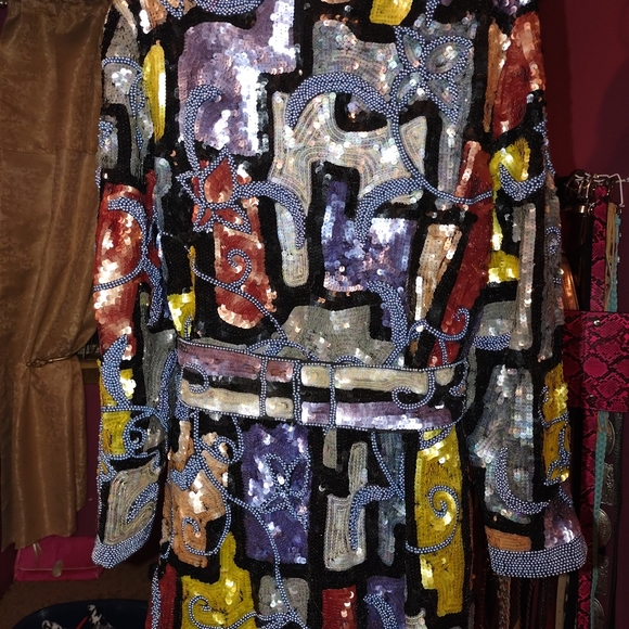 LinZas California Vintage Art Deco Sequined Coat L - Picture 9 of 12